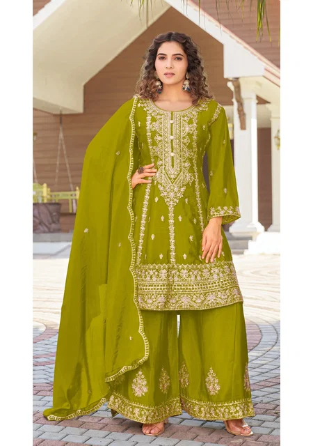 4428 E To G Khas Chinon Silk Pakistani Readymade Suits Wholesale Price In Surat 